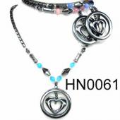 Colored Opal Beads Hematite Heart Pendant Beads Stone Chain Choker Fashion Women Necklace